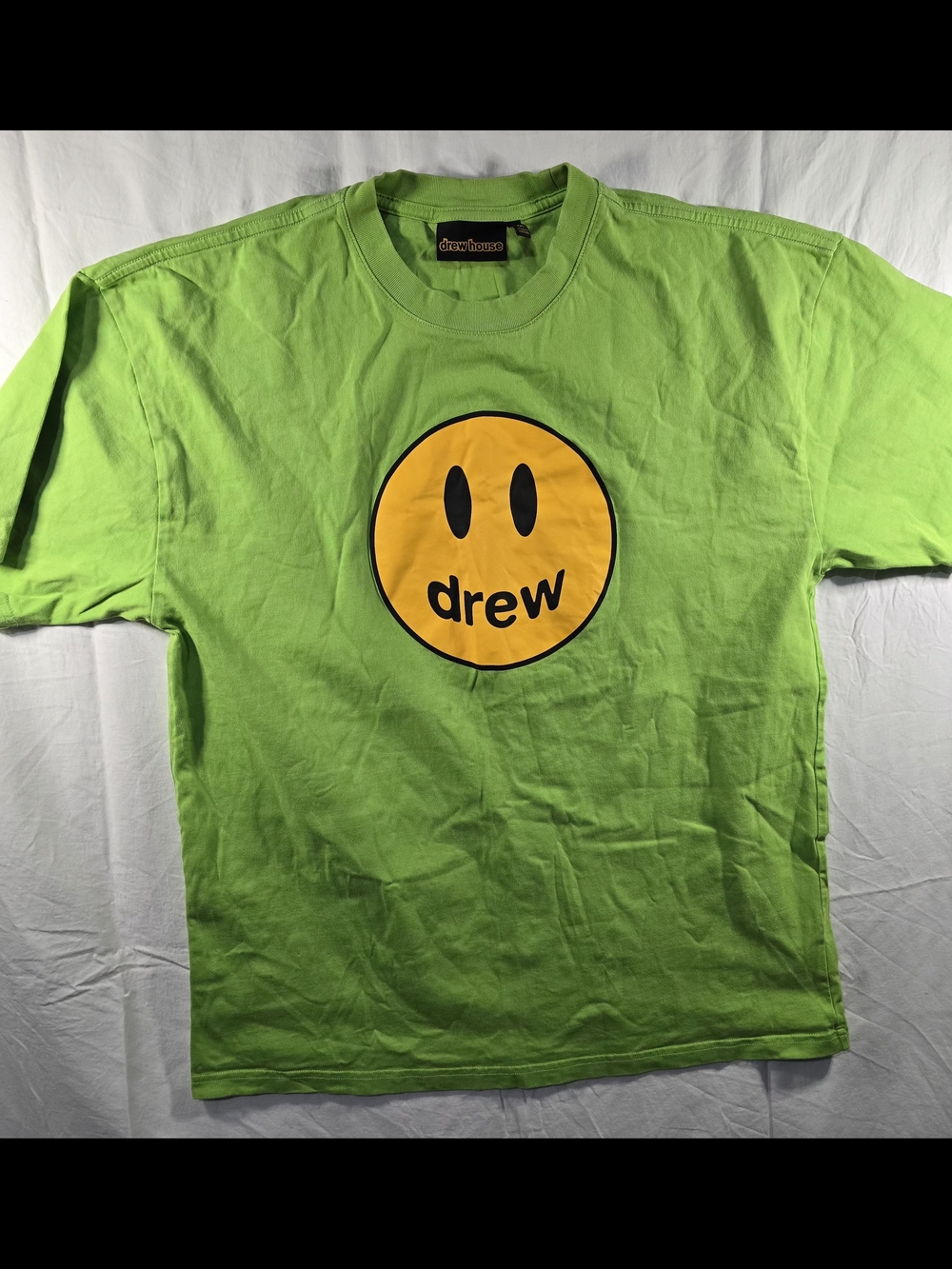 drew house Lime Green Tee with Yellow Smiley Logo